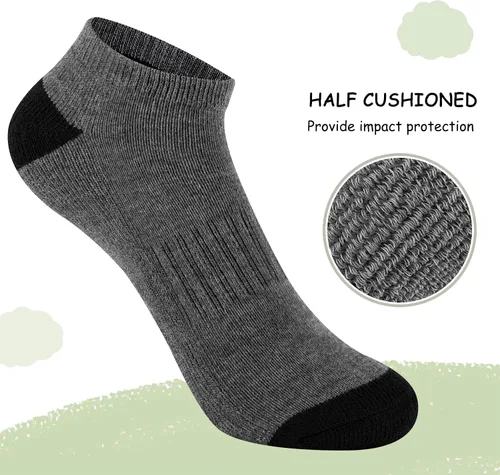 Vista 3 de Comfoex 12 pares de calcetines para niños de 4-6, 6-8, 8-10 años, calcetines deportivos de corte bajo para niños, calcetines cortos medio acolchados