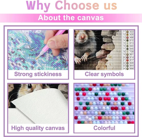 Vista 4 de Kits de pintura de diamantes 5D DIY para adultos, pequeño ratón, bordado de punto de cruz, pinturas de diamantes de imitación de cristal, imágenes