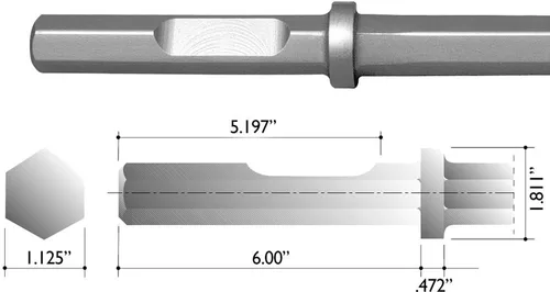 Vista 2 de Champion Chisel - Mango hexagonal de 1-1/8 x 6 pulgadas con muesca, herramienta de buje de acero, 16 dientes de acero, diseñado para martillos