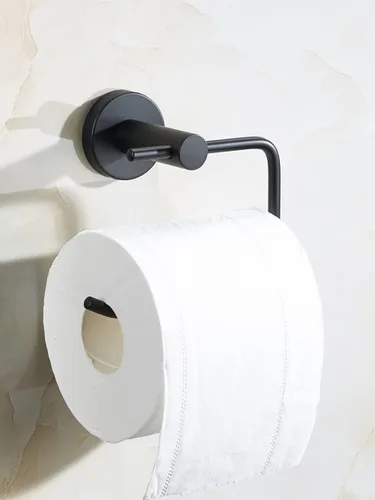 Vista 6 de Pulido negro mate del alto grado del tenedor del papel higiénico del acero inoxidable del brazo abierto, instalaciones del cuarto de baño montadas