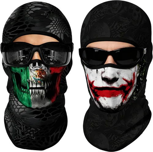Vista 64 de Pasamontañas 3D, máscara de cara completa, resistente al viento, máscara de esquí con calavera táctica para motocicleta, ciclismo, Halloween