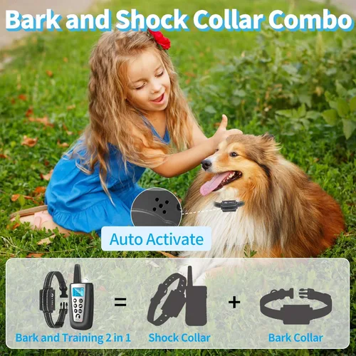 Vista 7 de Collar de ladrido de perro 2 en 1 y collar de entrenamiento – Combo inteligente de collar de ladrido y choque, collar automático de ladridos