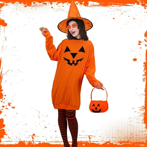 Vista 7 de Eurzom Disfraz de calabaza de Halloween para mujer, accesorios de disfraz de calabaza para adultos, fiesta de cosplay