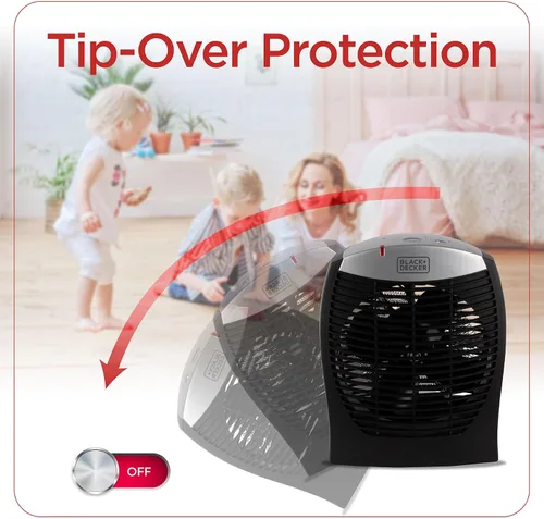 Vista 6 de BLACK+DECKER - Calentador eléctrico con E-Save, calentador personal con 3 ajustes, para oficina, hogar o dormitorio, control de termostato ajustable