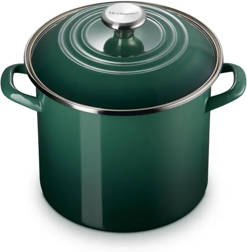 Vista 38 de Le Creuset - Olla tradicional esmaltada en acero, 12 cuartos de galón, Oliva con pomos de acero inoxidable