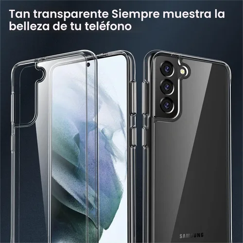 Vista 4 de Rayboen Funda para Samsung Galaxy S21+ Plus, transparente Cristal transparente