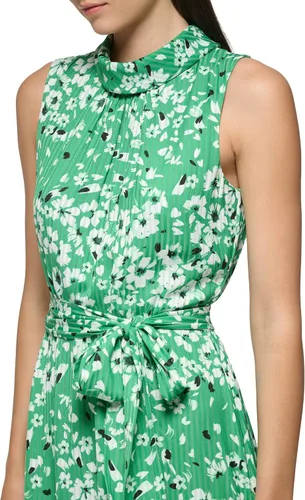 Vista 2 de Karl Lagerfeld Paris Vestido midi con detalle de cintura floral para mujer