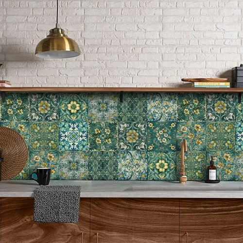 Vista 24 de Alwayspon Adhesivo para azulejos de pared moriscos para despegar y pegar, calcomanías de vinilo autoadhesivas para azulejos de cocina y baño, 4 x 4