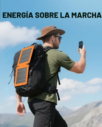 Vista 6 de SOLUPUP Paneles Solares, Cargador Solar Pequeño de 10W con USB-A de 5V y USB-C de Carga Rápida IPX5 Impermeable Plegable Panel Solar Portátil