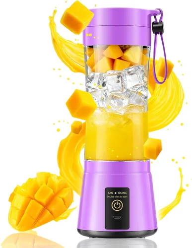 Vista 10 de Licuadora portátil inalámbrica de tamaño personal – Licuadora sin BAP para hacer batidos y batidos, taza de jugo de 12 onzas con 6 cuchillas, se