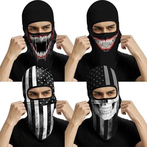 Vista 22 de Pasamontañas 3D, máscara de cara completa, resistente al viento, máscara de esquí con calavera táctica para motocicleta, ciclismo, Halloween