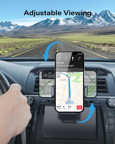 Vista 4 de APPS2Car Soporte de teléfono para ranura de CD resistente con diseño de operación con una mano, soporte para teléfono de coche manos libres