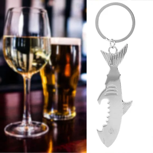 Vista 6 de Abrebotellas con llave, abrebotellas de metal en forma de pez, para regalos de fiesta de boda y llaveros