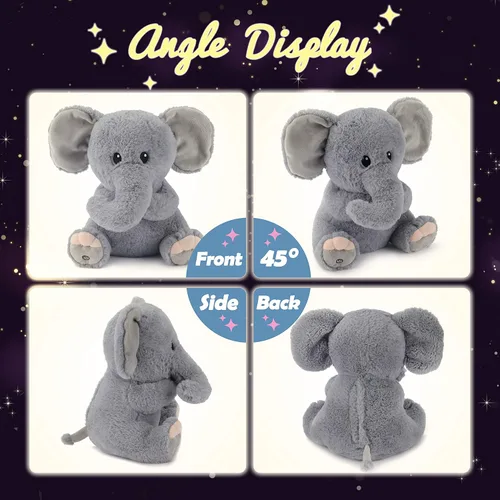 Vista 3 de Hopearl Elefante de peluche con luces LED, flexible, con luces de noche que brillan en la oscuridad, para festival, cumpleaños, niños pequeños