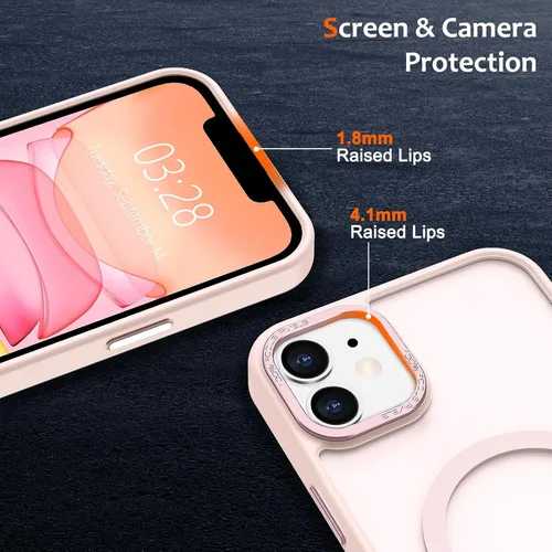 Vista 651 de Anuck - Funda magnética para iPhone 11 compatible con MagSafe, carcasa trasera mate translúcida dura, borde de TPU, delgada, resistente a impactos