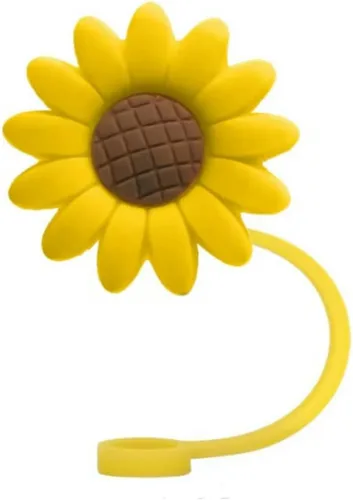 Vista 5 de Tapón de paja de girasol, tapones reutilizables a prueba de salpicaduras, herramienta de cocina, puntas de paja, cubierta de silicona, accesorio