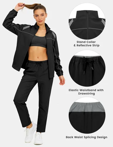Vista 7 de Little Donkey Andy Chándal deportivo para mujer Negro /Gris