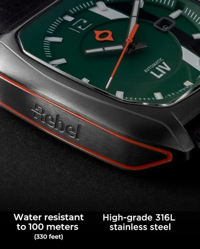Vista 5 de LIV Rebel-AR Swiss Automatic Elaboré Grade, 26-Jewel Movement - 42.0 mm Rectangular Curved Case- IP Surgical Grade 316L Stainless Steel-Multi-Layer