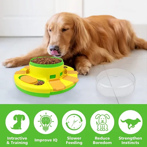 Vista 2 de Juguete alimentador de rompecabezas para perros, juguete verde de alimentación lenta para perros para entrenamiento de coeficiente intelectual