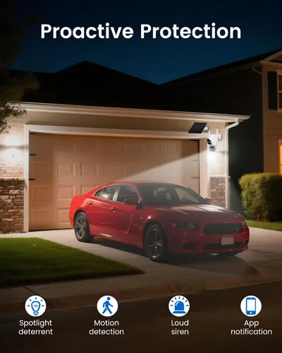 Vista 6 de CasaCam Cámara de seguridad solar Inalámbrico para exteriores, lente dual 2K+2K Funciona con pilas, sensores PIR duales, seguimiento automático