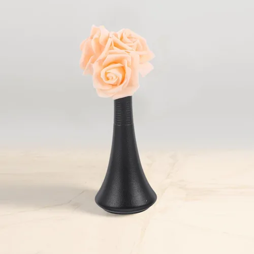 Vista 3 de Negro Cerámica Pequeño Florero Cerámica Hogar Escritorio Flores