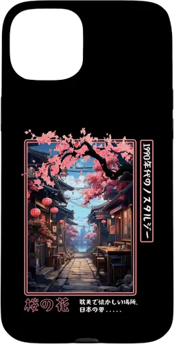 Vista 9 de iPhone 16 Japanese Vaporwave Nostalgia Cherry Blossoms 1990s Aesthetic Case
