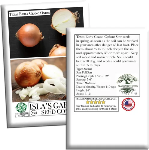 Vista 7 de Semillas de cebolla granada temprana de Texas (Allium cepa) – Más de 300 semillas de reliquia sin OMG de Isla's Garden Seeds, cebolla dulce de día
