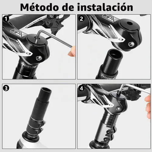 Vista 3 de Elevador de potencia de bicicleta ajustable, extensor de manillar de bicicleta que aumenta la altura del manillar hasta 5.3 pulgadas para la mayoría