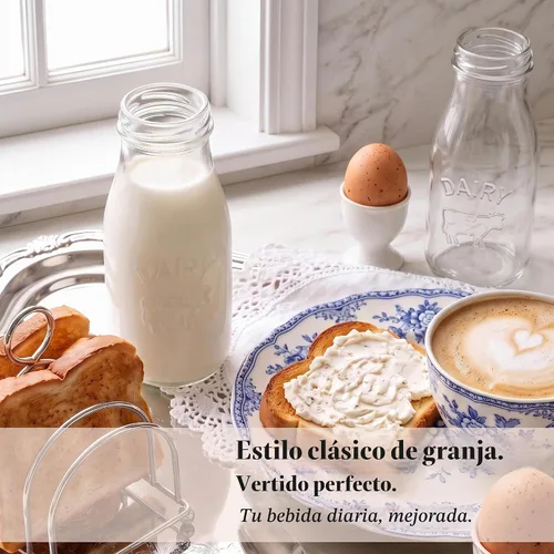 Vista 4 de Circleware Country - Vasos para beber botellas de leche, vaca lechera, 10.5 onzas, paquete de 6
