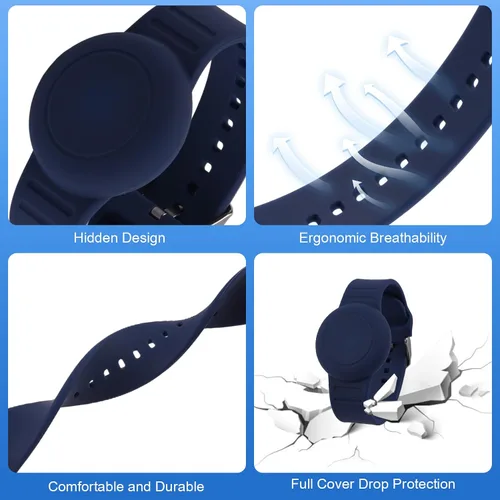 Vista 4 de Pulsera de AirTag impermeable para niños (paquete de 2), soporte de silicona suave y ligero para niños ocultos, pulsera Airtag para niños, funda