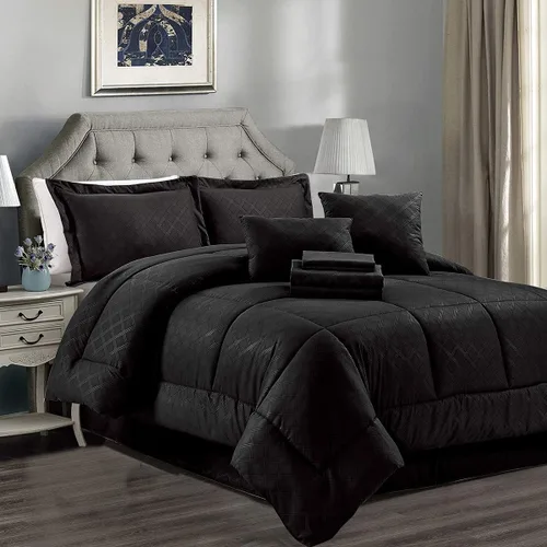 Vista 13 de JML - Juegos de edredón de ropa de cama de microfibra con fundas. Patrón bordado y acolchado de color sólido de lujo. Ideal para cualquier