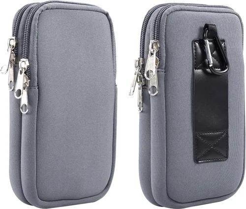 Vista 9 de Funda universal de neopreno de doble capa para teléfono celular, funda con cierre para cinturón para iPhone 17 16 15 14 13 12 11 Pro Max Samsung