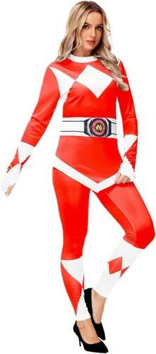 Vista 5 de AOBUTE Womens Rangers Costume 2 Piece Clothing Set Halloween Superhero Cosplay Shirt and Leggings