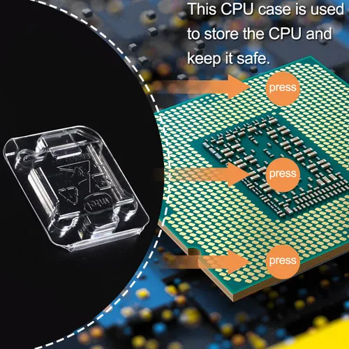 Vista 3 de Bandeja para CPU Intel, soporte de caja protectora de plástico Clamshell para Intel 775/1155/1151/1150/1156, carcasa de plástico grueso, con 10