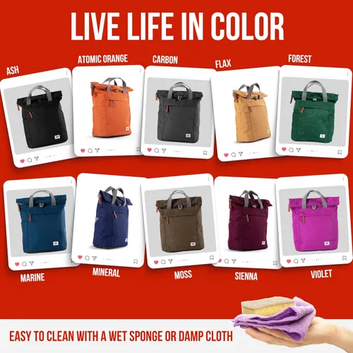 Vista 6 de ORI LONDON Mochila de viaje - Mochila enrollable de nailon para hombres y mujeres con cierre magnético - The Finchley, Linaza, Pequeño, Lino