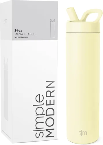 Vista 19 de Simple Modern Botella de agua con tapa de pajilla Termo de acero inoxidable aislado Botellas de agua reutilizables para viajes para gimnasio