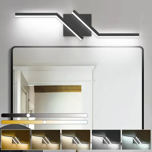Vista 17 de Luz de tocador de baño negra de 32 pulgadas, LED moderna, 3CCT, regulable, 24 W, luminarias de baño sobre espejo 3000 K/4500 K/6000 K, 3