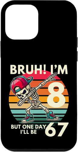 Vista 16 de Bruh I'm 8 But One-Day I'll Be 67 Retro 8th Birthday Kids Case for iPhone XR