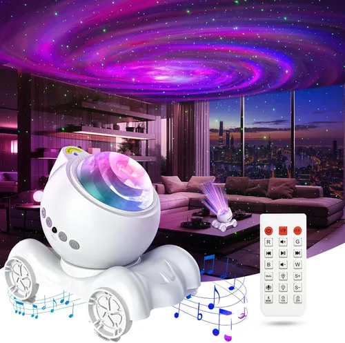 Vista 11 de ENOKIK Proyector de Luces del Norte, Proyector de Estrellas Aurora con Altavoz Bluetooth Integrado, Máquina de Ruido Blanco para Niños y Adultos
