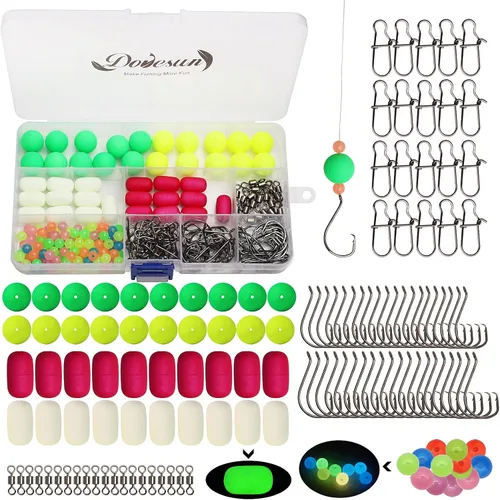 Vista 12 de Dovesun 220/104/80/60/54/52/42 piezas Pompano Rig Floats para Surf Pesca Bobbers de espuma para pesca con mosca Bobbers Floats Kit