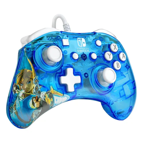 Vista 10 de Rock Candy Wired Gaming Switch Pro Controller - Zelda Breath of the Wild - Blue - Official License Nintendo - OLED Lite Compatible - Compact