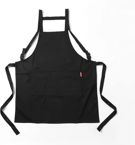Vista 21 de Jeelow Delantal de cocina de algodón o sarga de algodón para hombres y mujeres, ajustable con bolsillos ajustables
