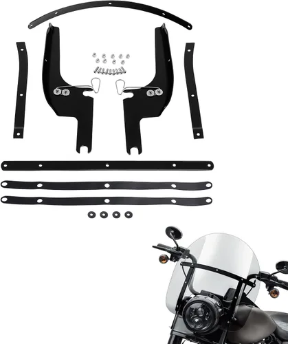 Vista 6 de XFMT Kit de Montaje de Soporte de Pantalla Parabrisas Compatible con Harley Touring Road King FLHR 1994-2023