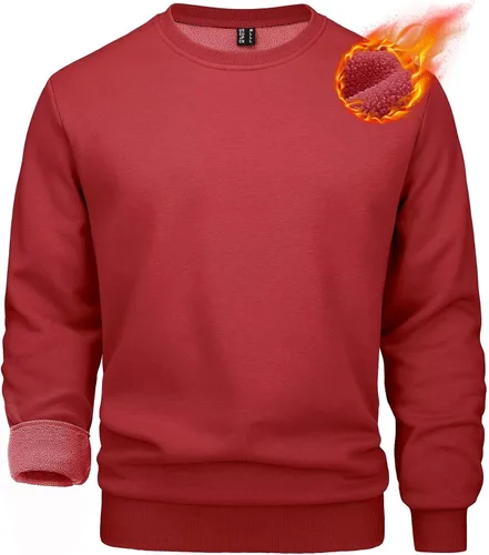 Vista 67 de MAGCOMSEN Sudadera de cuello redondo para hombre de manga larga casual cálida de forro polar