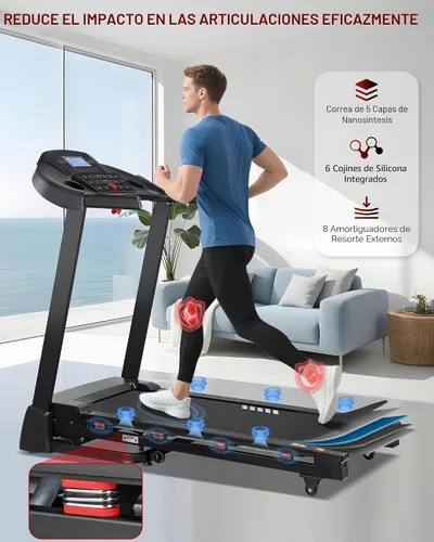 Vista 7 de Treadmill with 15-Level Auto Incline, Folding Treadmill for Home, 0.6-10 MPH, 350 LB Capacity, 18.11" Wide Running Belt, 3.5 HP, Shock Absorption