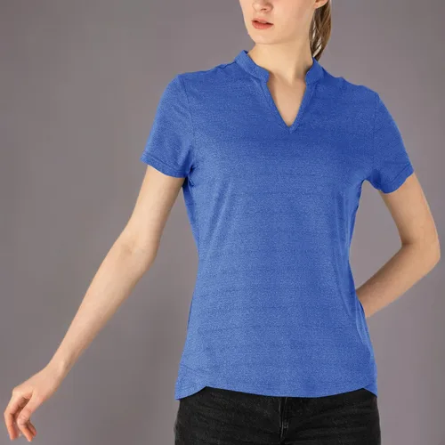 Vista 55 de Gopune Polo de golf con cuello en V para mujer, sin cuello, manga corta, ligera, de secado rápido, camisetas de tenis para correr