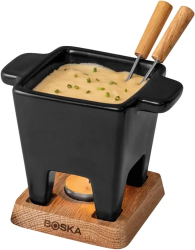 Vista 7 de Boska Juego de fondue de tapas Tealight, ideal para queso o chocolate, apto para microondas, olla caliente de cerámica, fuente de chocolate