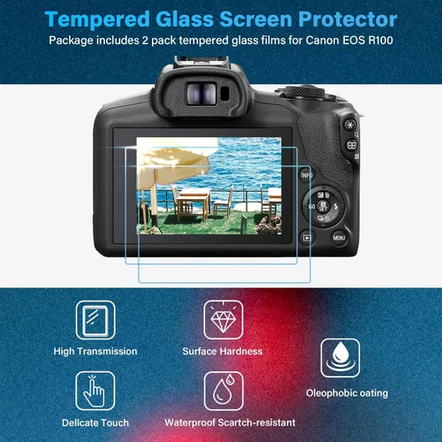 Vista 6 de Funda para cámara Canon EOS R100, funda protectora de silicona suave con protector de pantalla Accesorios para Canon R100, antiarañazos, goma ligera