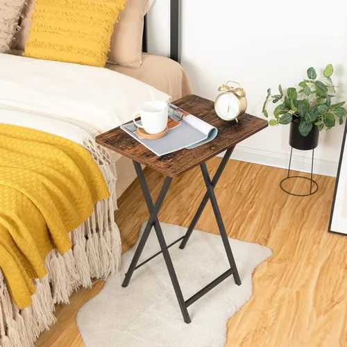 Vista 8 de HOOBRO Mesa plegable para TV, bandeja de TV, mesa de aperitivos