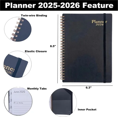 Vista 6 de Daily Planner 2026,Jan 2026-Dec 2026,Weekly & Monthly Planner,Calendar Planner 2026 with Tabs Personal Notebook for Work or Home,6.3"x 8.5",Thicker